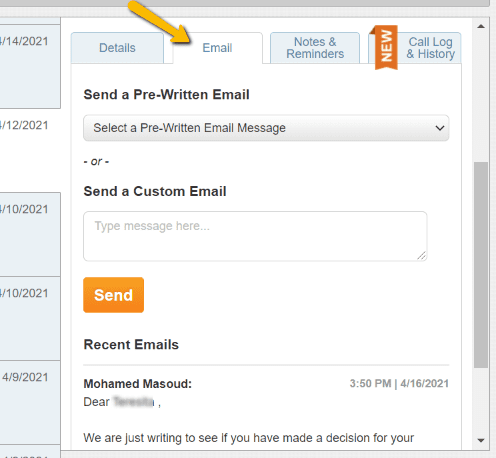 You can create and send messages for the homeowner from this dashboard